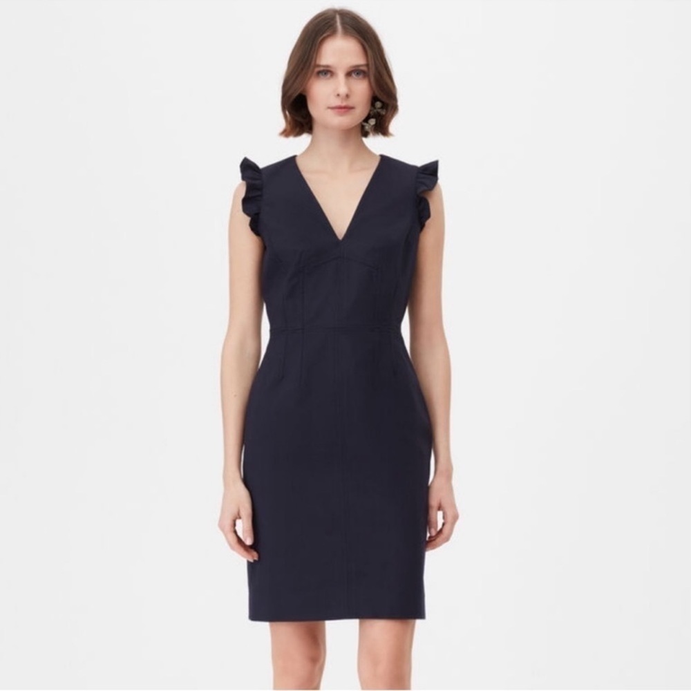 Tailored Rebecca Taylor Navy Structured V-neck Suit‎ Dress Size: 4